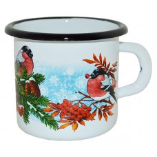 Кружка Стальэмаль Снегири эмалированная, 400 мл (kastd) в магазинах Ашан