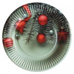 Тарелки одноразовые бумажные Christmas, d 18 см, 6 шт (kastd)