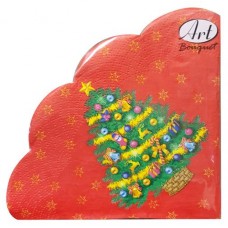 Салфетки одноразовые бумажные Новогодняя ель трехслойные круглые d 32 см, 12 л (kastd) в магазинах Ашан