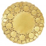 Салфетки круглые ажурные одноразовые золото d 10 см, 50 шт (kastd)