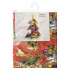 Скатерть Елочные игрушки ПВХ, 180х140 см (kastd) в магазинах Ашан