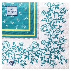 Салфетки одноразовые бумажные Bouquet трехслойные 33х33 см Зеленый орнамент барокко, 20 шт (kastd) в магазинах Ашан