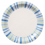 Тарелка одноразовая бумажная 23см голубые полоски, 6 шт (kastd)