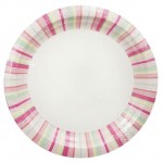 Тарелка одноразовая бумажная 23см розовые полоски, 6 шт (kastd)