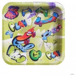 Тарелка одноразовая бумажная Квадрат 20х20 см плэй, 6 шт (kastd)