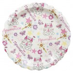 Тарелка одноразовая бумажная с фигурной окантовкой Ромашка 23см Замок, 6 шт (kastd)