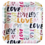 Тарелка одноразовая бумажная Квадрат 20х20 см Лав Ю, 6 шт (kastd)