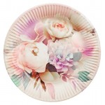 Тарелка одноразовая бумажная Пионы 23см, 6 шт (kastd)