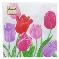 Салфетки одноразовые бумажные двухслойные Тюльпаны 33х33 см, 20 шт (kastd) в магазинах Ашан