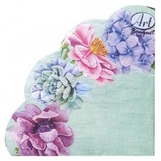 Салфетки одноразовые бумажные трехслойные круглые цветочный натюрморт 32 см, 12 шт (kastd) в магазинах Ашан