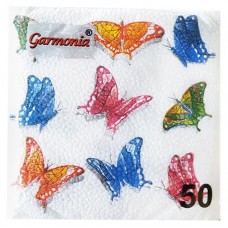 Салфетки бумажные одноразовые однослойные Бабочки 24х24 см, 50 шт (kastd) в магазинах Ашан