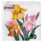 Салфетки бумажные одноразовые однослойные Ирисы 24х24 см, 50 шт (kastd)