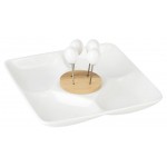 Менажница Nouvelle Home 4-х секционная со шпажками Naturel, 20х20х9 см (kastd)