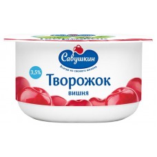 Творожок Савушкин вишня 3.5%, 120 г (kastd) в магазинах Ашан