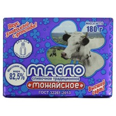 Масло сливочное Можайское Традиционное БЗМЖ, 82,5% БЗМЖ, 180 г (kastd) в магазинах Ашан