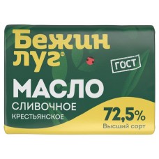 Масло сливочное Бежин луг Крестьянское несоленое 72,5%, 180 г (kastd) в магазинах Ашан