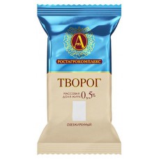 Творог А.Ростагрокомплекс обезжиренный 0,5% БЗМЖ, 180 г (kastd) в магазинах Ашан