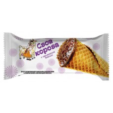 Десерт творожный Своя корова глазированный с ванилью в вафельном рожке 20%, 60 г (kastd) в магазинах Ашан