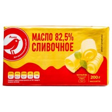 Масло сливочное АШАН Красная птица 82,5% БЗМЖ, 200 г (kastd) в магазинах Ашан