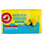 Масло сливочное АШАН Красная птица соленое 80,5% БЗМЖ, 100 г (kastd)