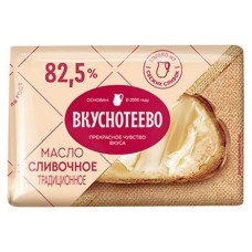 Масло сливочное Вкуснотеево Традиционное 82,5%, 200 г (kastd) в магазинах Ашан