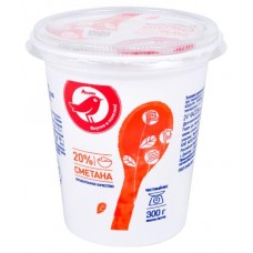 Сметана АШАН Красная птица 20% БЗМЖ, 300 г (kastd) в магазинах Ашан