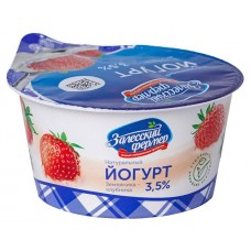 Йогурт натуральный Залесский Фермер земляника-клубника 3,5% БЗМЖ, 130 г (kastd) в магазинах Ашан