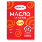 Масло сладкосливочное Милково Крестьянское несоленое 72,5% БЗМЖ, 180 г (kastd)