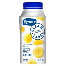 Йогурт питьевой Viola Clean Label Банан 0,4% БЗМЖ, 280 мл (kastd) в магазинах Ашан