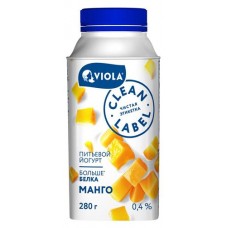 Йогурт питьевой Viola Clean Label Манго 0,4%, 280 мл (kastd) в магазинах Ашан