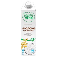 Напиток из растительного сырья Здоровое Меню Молоко овсяное обогащенное кальцием и витаминами 1%, 1 л (kastd) в магазинах Ашан
