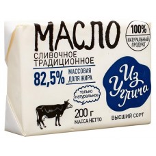 Масло сливочное Из Углича Традиционное 82,5% БЗМЖ, 200 г (kastd) в магазинах Ашан