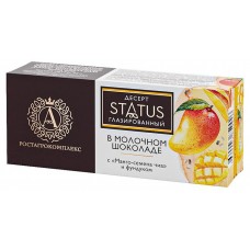 Десерт творожный А.Ростагрокомплекс Status глазированный в молочном шоколаде с манго семенами чиа и фундуком 26% БЗМЖ, 45 г (kastd) в магазинах Ашан