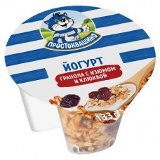 Йогурт Простоквашино с гранолой изюмом и клюквой 2,9% БЗМЖ, 133 г (kastd) в магазинах Ашан