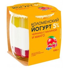 Йогурт Коломенский Черника-малина-манго 5% БЗМЖ, 170 г (kastd) в магазинах Ашан