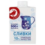 Сливки АШАН Красная птица 10% БЗМЖ, 500 мл (kastd)