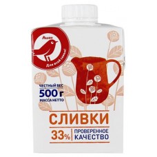 Сливки АШАН Красная птица 33% БЗМЖ, 500 мл (kastd) в магазинах Ашан