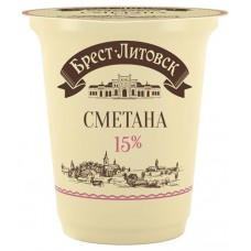 Сметана Брест-Литовск 15% БЗМЖ, 300 г (kastd) в магазинах Ашан