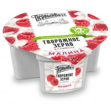Творожное зерно Первый вкус в сливках с малиной 5% БЗМЖ, 130 г (kastd) в магазинах Ашан