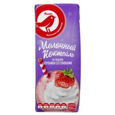 Коктейль молочный АШАН Красная птица с клубникой 2% БЗМЖ, 200 мл (kastd) в магазинах Ашан