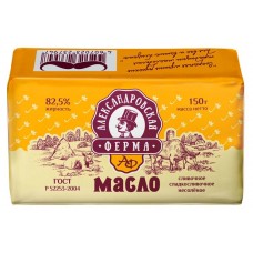 Масло сливочное Александровская ферма 82,5% БЗМЖ, 150 г (kastd) в магазинах Ашан