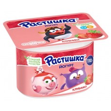Йогурт Растишка густой обогащенный клубника 3%, 110 г (kastd) в магазинах Ашан