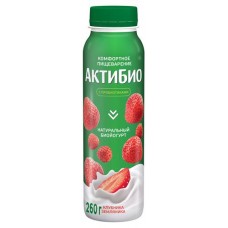 Йогурт питьевой АктиБио с клубникой и земляникой 1,5% БЗМЖ 260 г (kastd) в магазинах Ашан