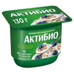 Йогурт АктиБио с черникой злаками и льном 3% БЗМЖ 130 г (kastd)