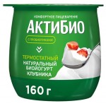 Йогурт АктиБио термостатный с клубникой 1,7% БЗМЖ 160 г (kastd)
