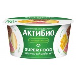 Йогурт АктиБио Super food с персиком манго гуавой семенами чиа амарантом и семенами льна 2,2% БЗМЖ 140 г (kastd)