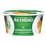 Йогурт АктиБио Super food с ананасом маракуйей шпинатом и семенами чиа 2,2% БЗМЖ 140 г (kastd)