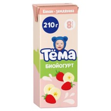Биойогурт питьевой детский Тема Банан Земляника с 8 мес., 210 г (kastd) в магазинах Ашан