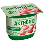 Йогурт АктиБио с клубникой яблоком и питахайей без сахара 2,9% БЗМЖ 130 г (kastd)