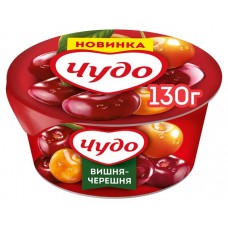 Йогурт фруктовый Чудо вишня-черешня 2%, 130 г (kastd) в магазинах Ашан